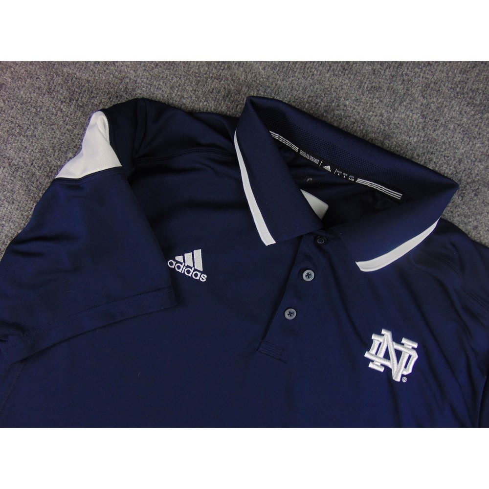 Notre Dame Polo Mens Medium Adidas Navy Blue Solid Fighting Irish‎ Sporty Polo
